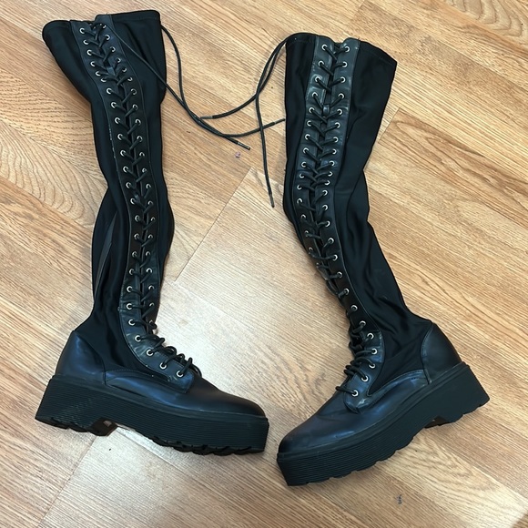 Women’s Moto platform high boots - Picture 2 of 3